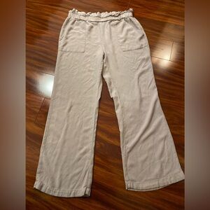 Cisono  Light Tan Casual wide leg pull on Pants elastic waist band